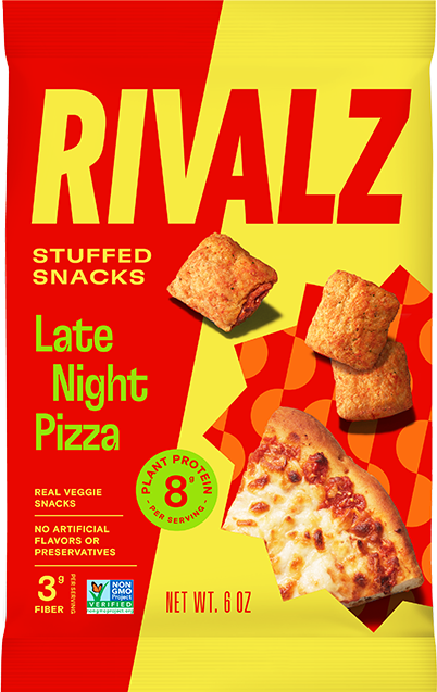 Rivalz Late Night Pizza easy party snacks. Vegan and Non-GMO