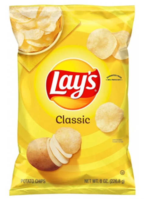 A bag of Lays Classic Potato Chips